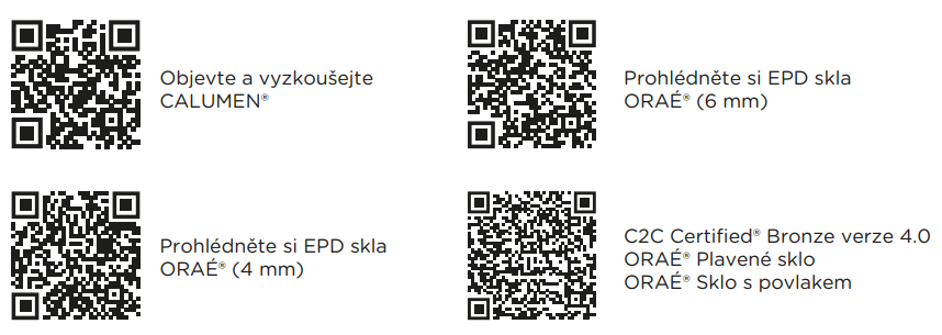 Calumen, EPD a C2C QR kódy. ORAÉ certifikace skla.