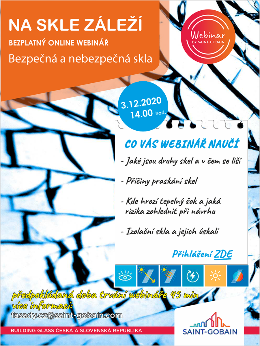 online webinář, online skla, druhy skel, bezpečná skla, nebezpečná skla, izolační sklo, prasklé sklo, sklo